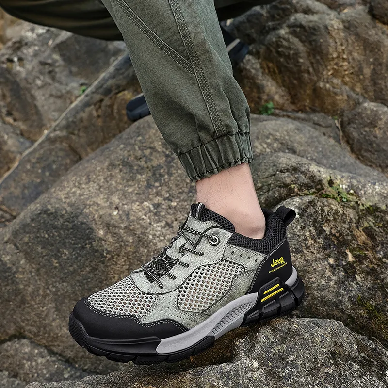Jeep Fashion Sports Collection Shock Absorbers With Slip Resistant Features Low Top Hiking Shoes Men's-5