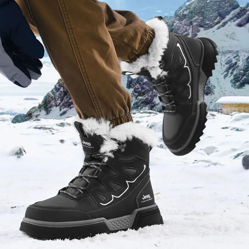Jeep Warm Wear-Resistant Slip-Resistant Short Snow Boots Men's-6