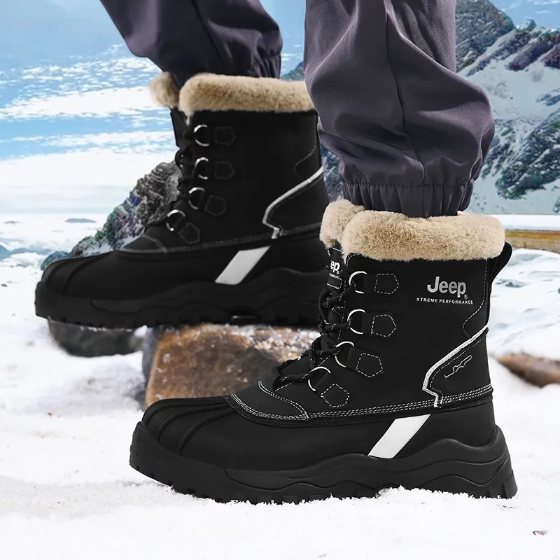 Jeep Warm Water-Resistant Wear-Resistant Cushioning Short Snow Boots Men's-6