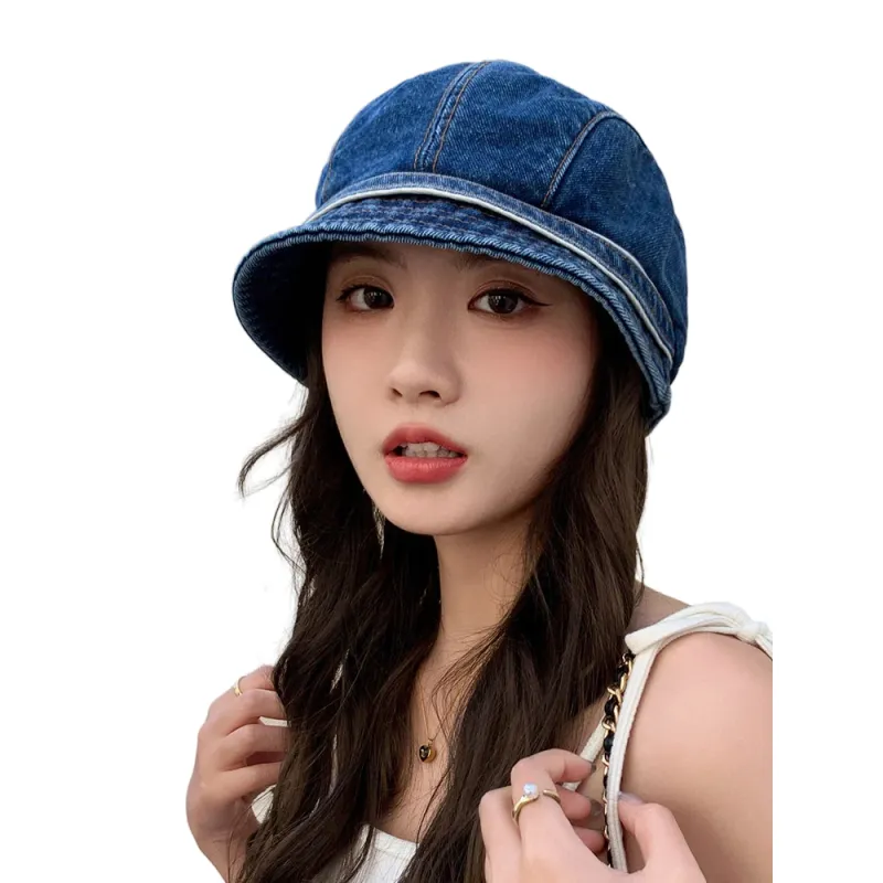 XIUNUMAN Washable Denim Berets Women's-5