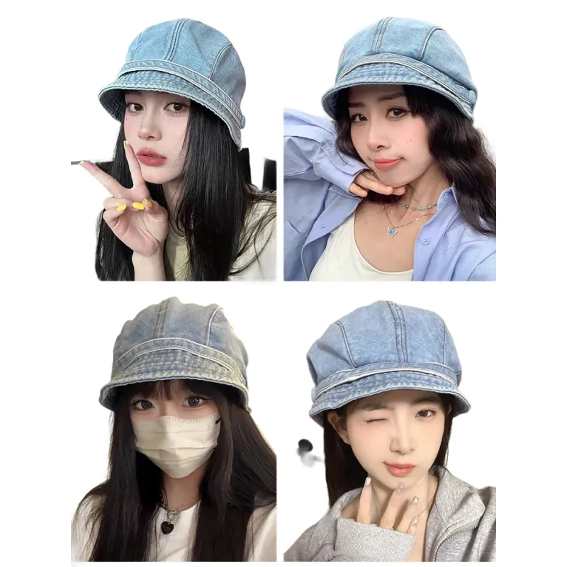 XIUNUMAN Washable Denim Berets Women's-1