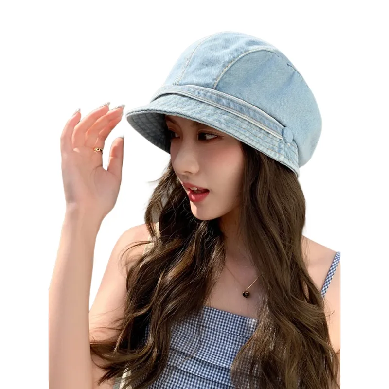 XIUNUMAN Washable Denim Berets Women's-2