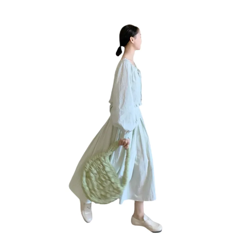 Udon House Skirt Set Women's Milk Green-2