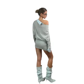Udon House Long Sleeved Dress Women's Light Gray