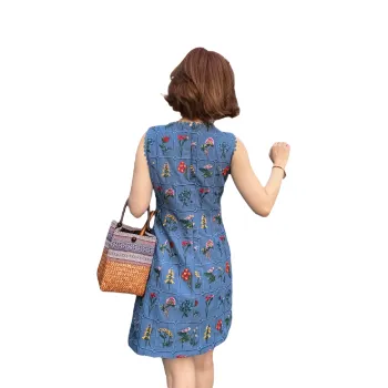 Udon House Sleeveless Dress Women's Blue