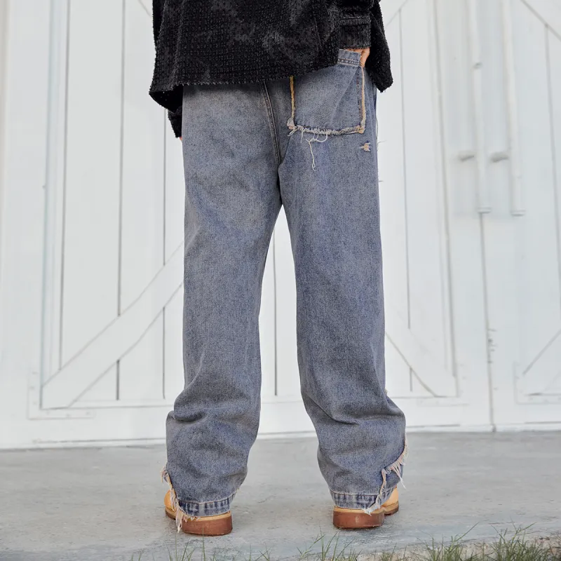 N MAX Jeans Men Blue Vintage Denim Blue-5
