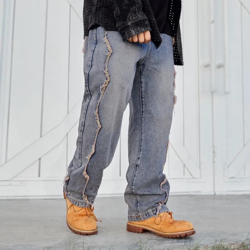 N MAX Jeans Men Blue Vintage Denim Blue-4