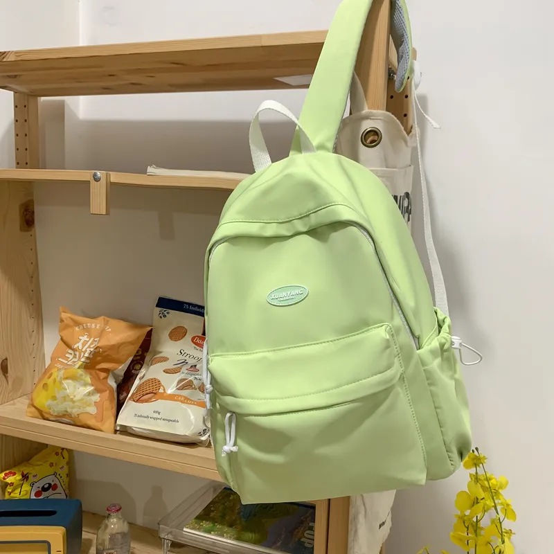 TANGCOOL Nylon Backpack Medium Size Unisex White/Green/Yellow/Purple/Black-11