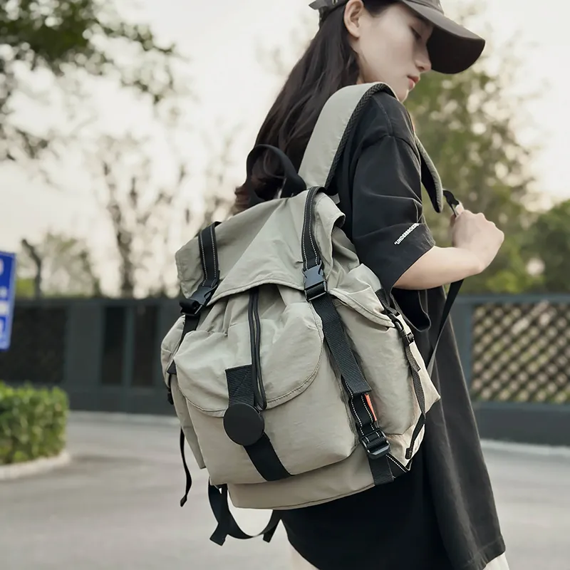 TANGCOOL Nylon Backpack Unisex Orange/White/Black/Gray-16
