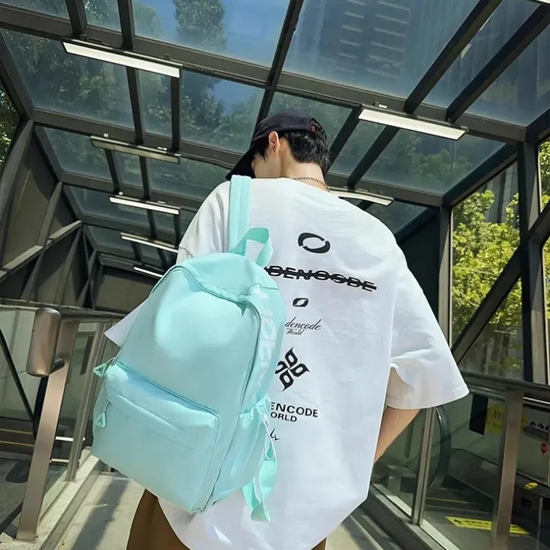 TANGCOOL Nylon Backpack Unisex White/Black/Pink/Blue/Yellow-23