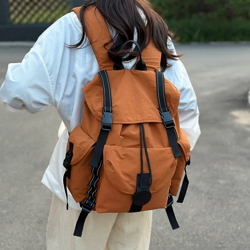 TANGCOOL Nylon Backpack Unisex Orange/White/Black/Gray-2