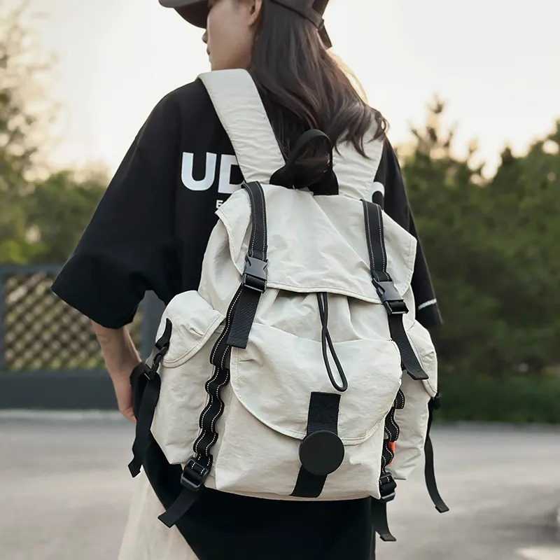 TANGCOOL Nylon Backpack Unisex Orange/White/Black/Gray-9