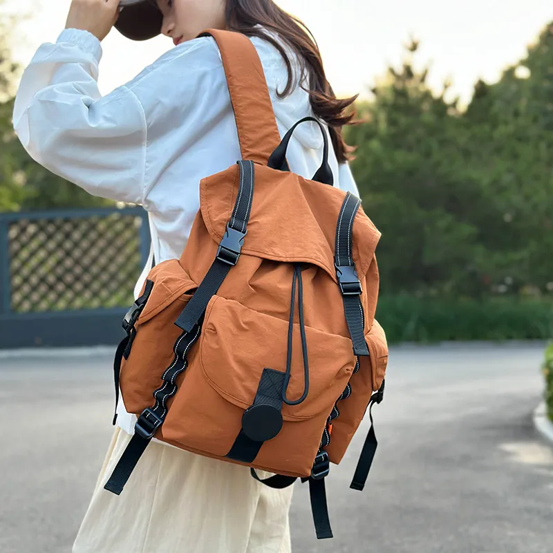 TANGCOOL Nylon Backpack Unisex Orange/White/Black/Gray-3