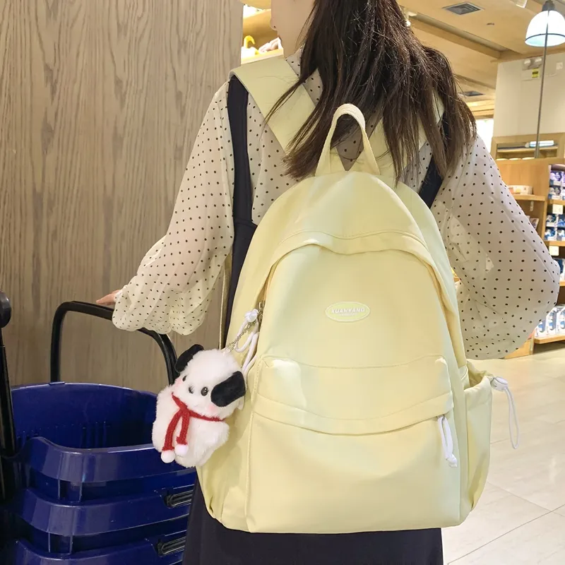 TANGCOOL Nylon Backpack Medium Size Unisex White/Green/Yellow/Purple/Black-5