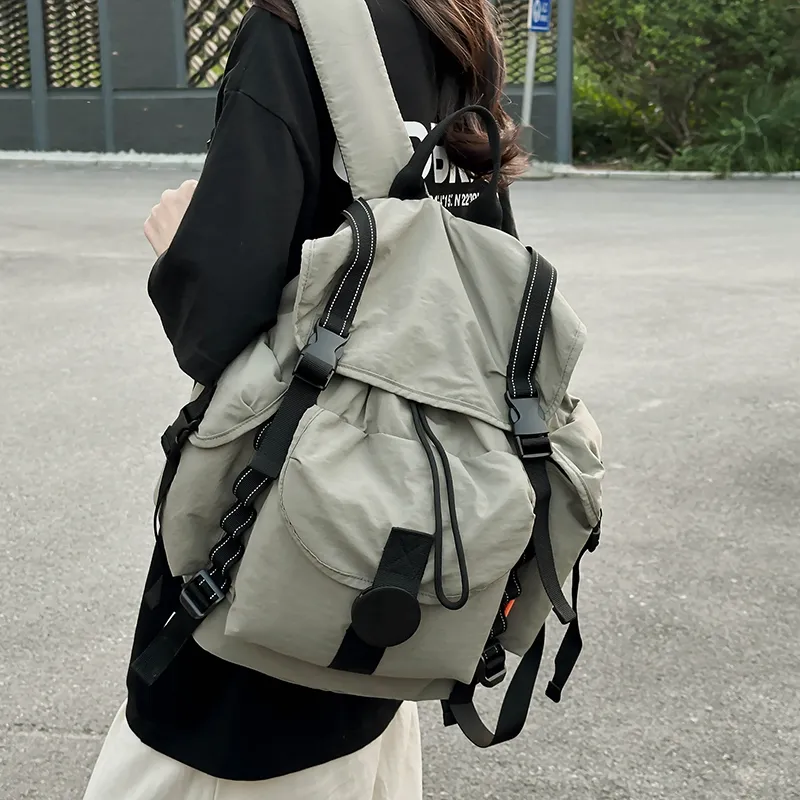 TANGCOOL Nylon Backpack Unisex Orange/White/Black/Gray-18