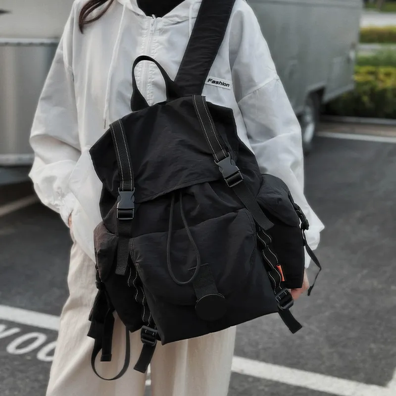 TANGCOOL Nylon Backpack Unisex Orange/White/Black/Gray-11