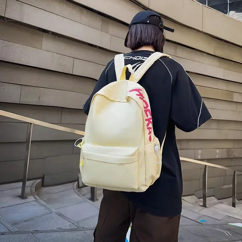 TANGCOOL Nylon Backpack Unisex White/Black/Pink/Blue/Yellow-17