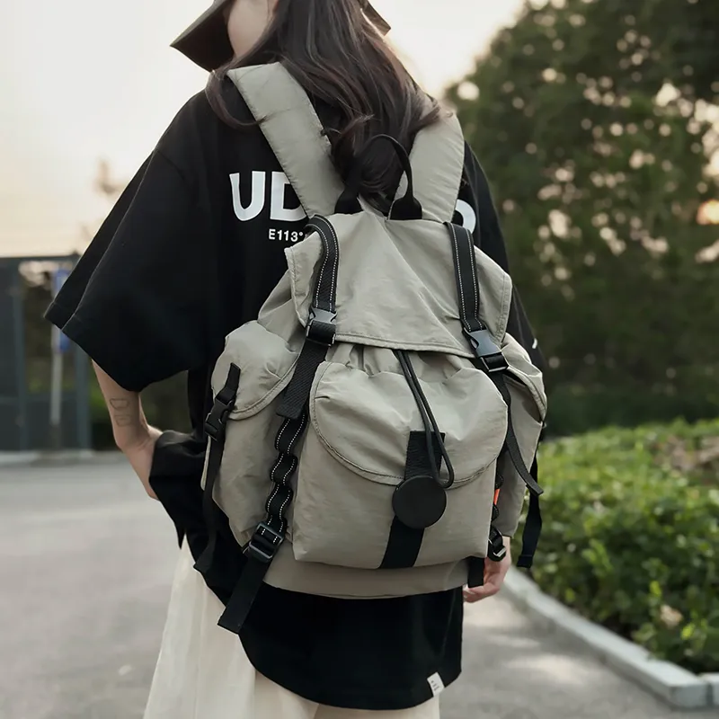 TANGCOOL Nylon Backpack Unisex Orange/White/Black/Gray-19
