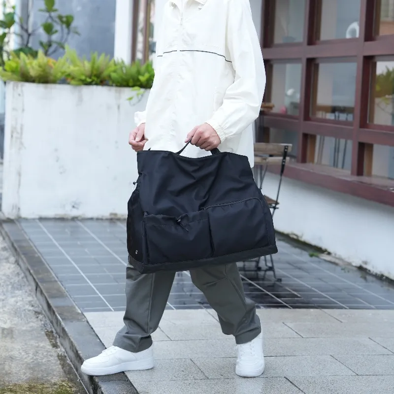 TANGCOOL Nylon Fabric Gym Bag Large Size Unisex Black White-9