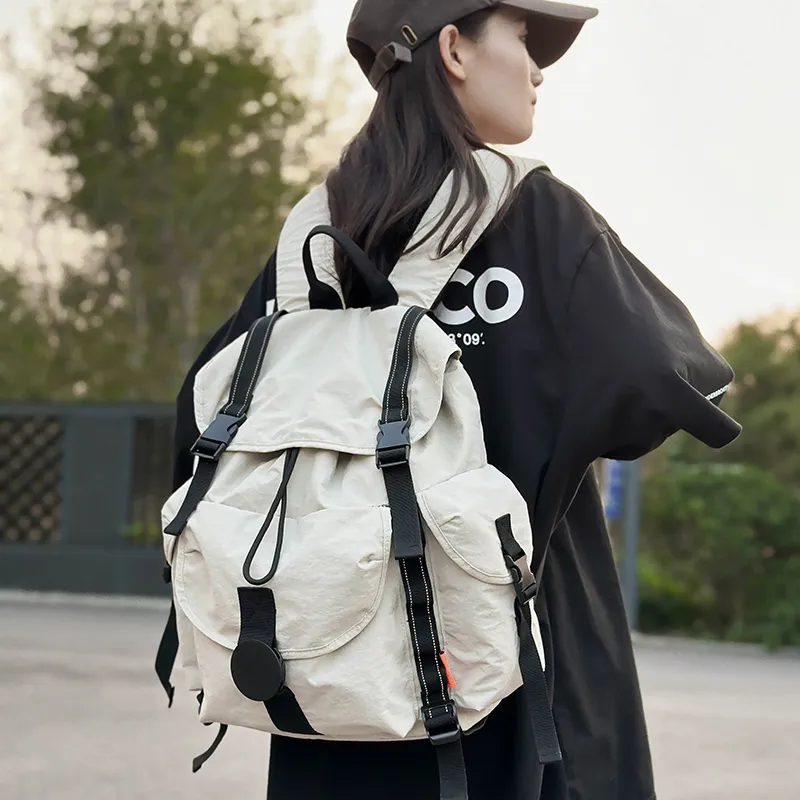 TANGCOOL Nylon Backpack Unisex Orange/White/Black/Gray-8