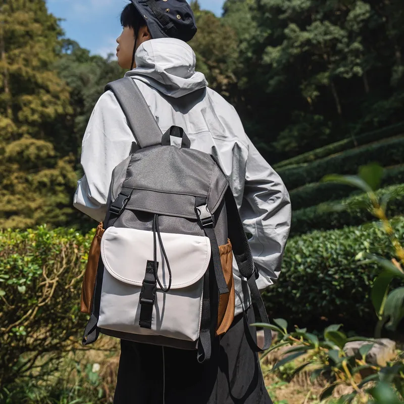 TANGCOOL Nylon Backpack Unisex Black/White/Army Green/Light Green/Brown-9