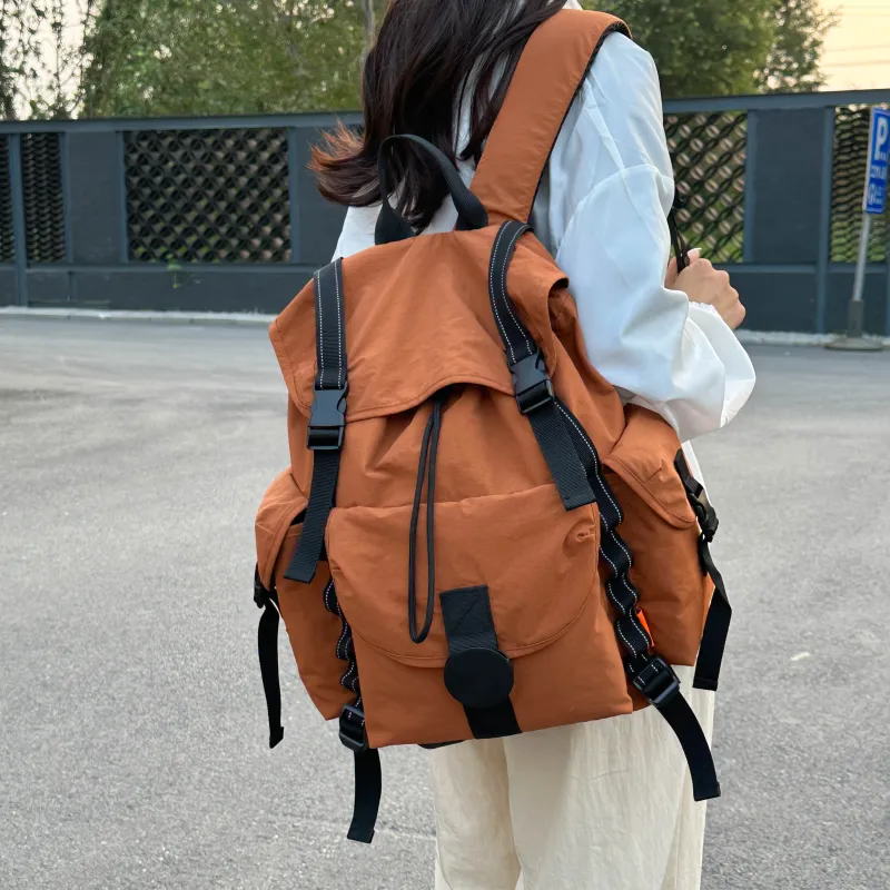 TANGCOOL Nylon Backpack Unisex Orange/White/Black/Gray-1