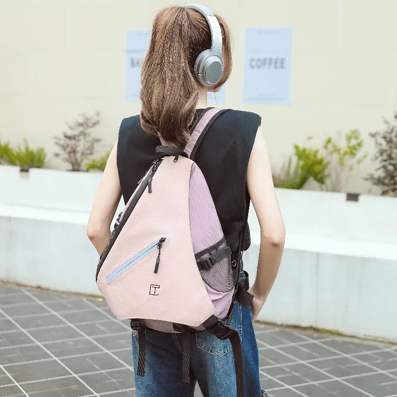 TANGCOOL Oxford Crossbody Bag, Shoulder Bag, Backpack Regular Unisex Black/Gray/Pink-9