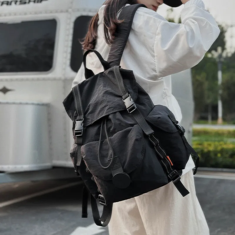 TANGCOOL Nylon Backpack Unisex Orange/White/Black/Gray-12