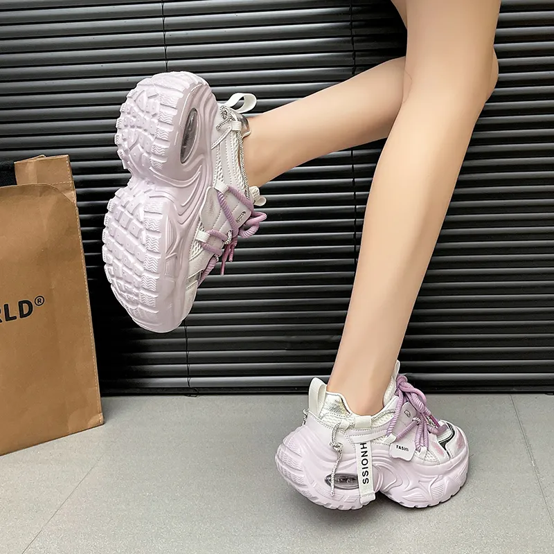 The Mystery Of Glamour Cushioning Height Increase Low Top Chunky Sneakers Women's-5