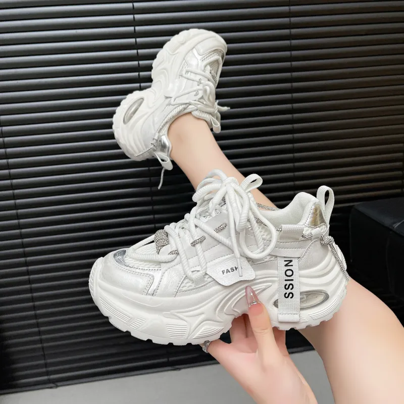 The Mystery Of Glamour Cushioning Height Increase Low Top Chunky Sneakers Women's-13