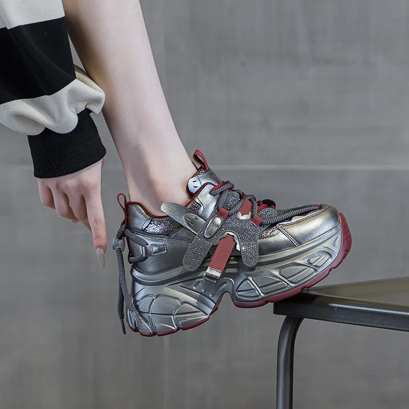 The Mystery Of Glamour Height Increasing Low Top Chunky Sneakers Women's-10