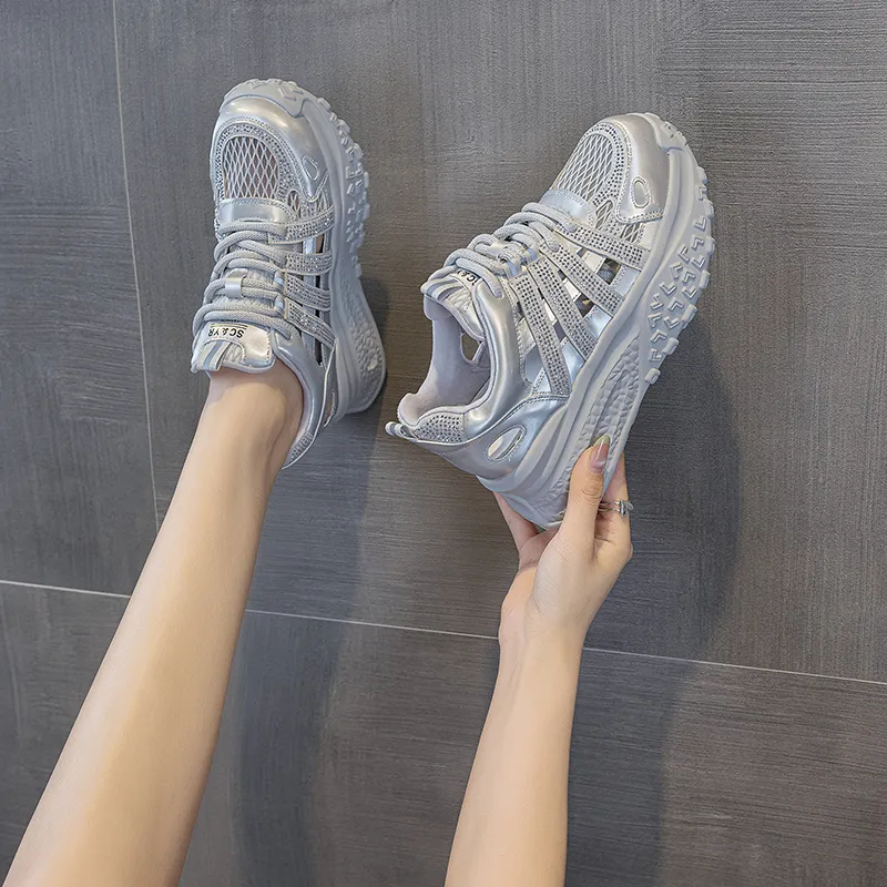 The Mystery Of Glamour Breathable Height Increase Low Top Chunky Sneakers Women's-8