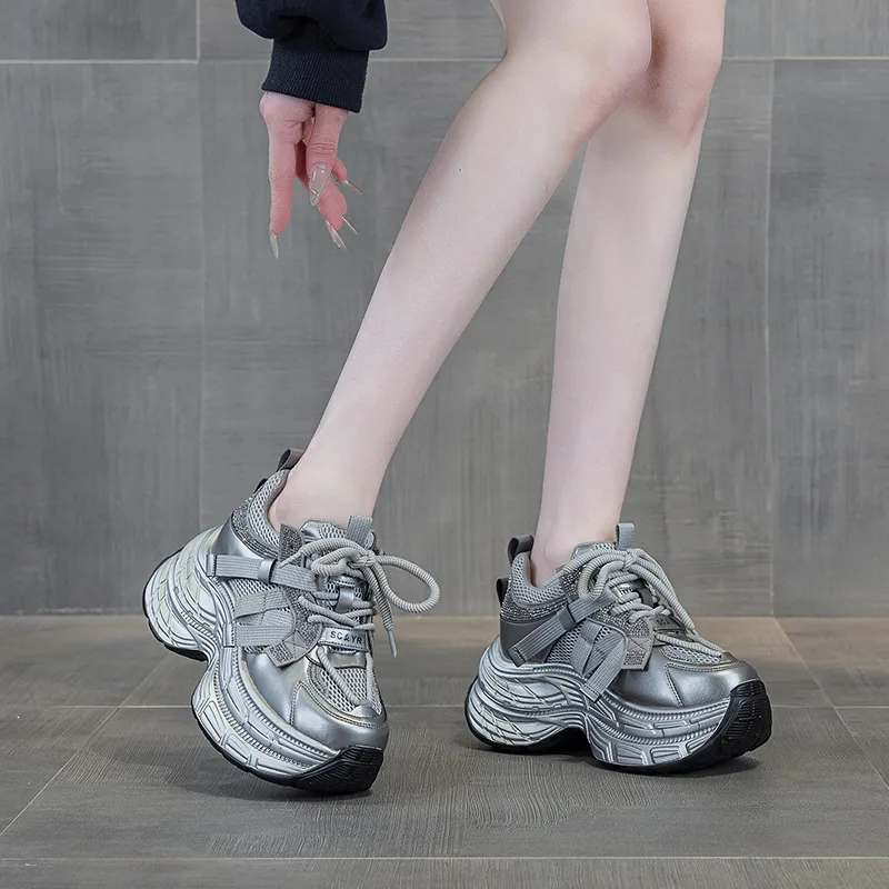 The Mystery Of Glamour Height Increasing Low Top Chunky Sneakers Women's-13