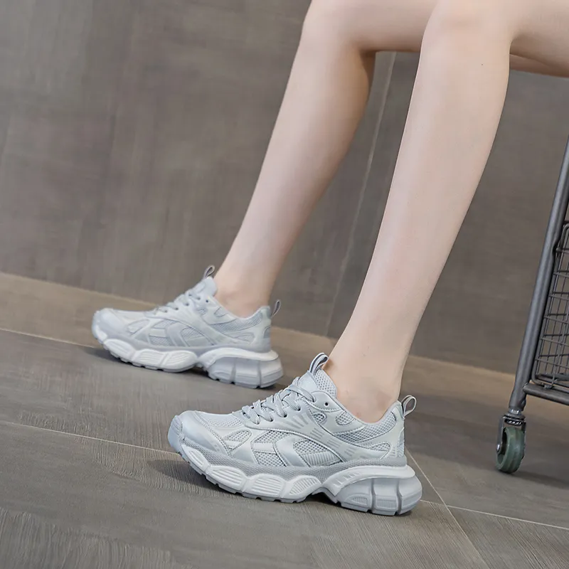 The Mystery Of Glamour Breathable Low Top Chunky Sneakers Women's-11