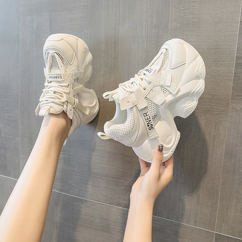 The Mystery Of Glamour Breathable Low Top Chunky Sneakers Women's-1