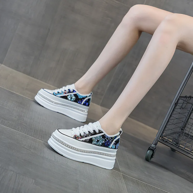 The Mystery Of Glamour Cushioning Height Increase Low Top Casual Shoes Women's-11