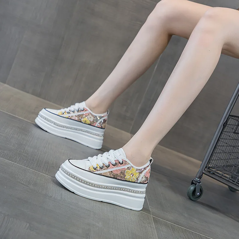 The Mystery Of Glamour Cushioning Height Increase Low Top Casual Shoes Women's-8
