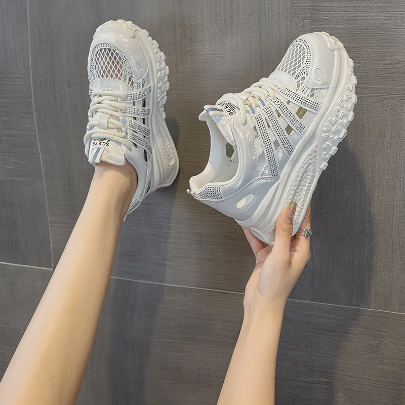 The Mystery Of Glamour Breathable Height Increase Low Top Chunky Sneakers Women's-6