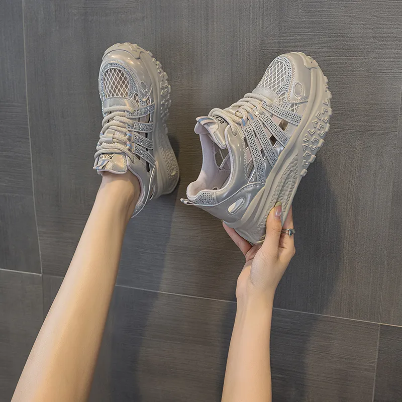 The Mystery Of Glamour Breathable Height Increase Low Top Chunky Sneakers Women's-1