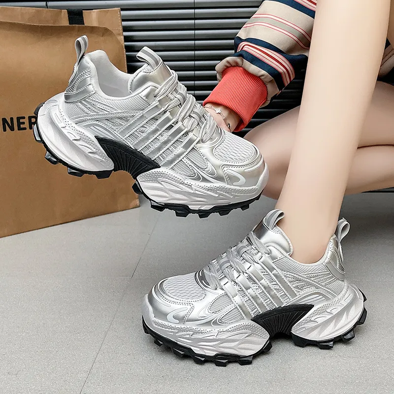 The Mystery Of Glamour Cushioning, Breathable, Height Increasing Low Top Chunky Sneakers Women's-6
