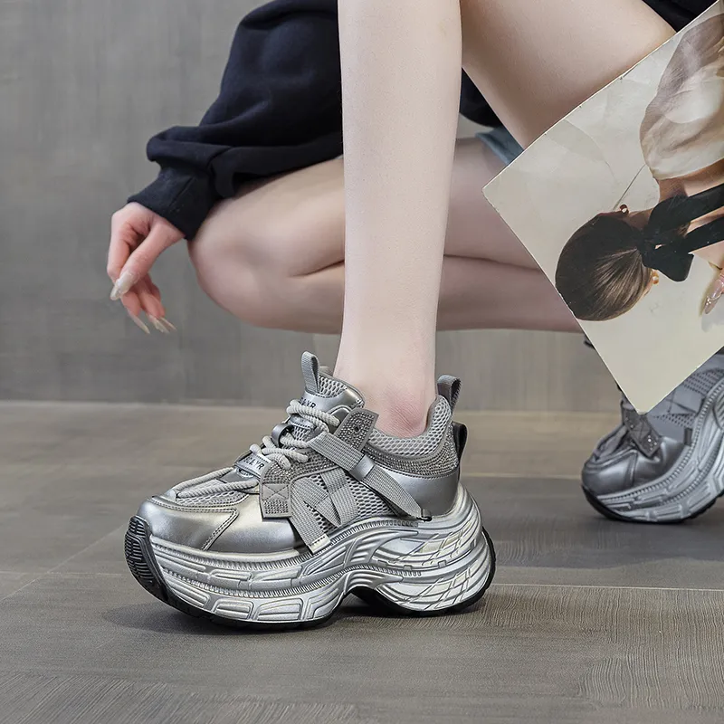 The Mystery Of Glamour Height Increasing Low Top Chunky Sneakers Women's-15