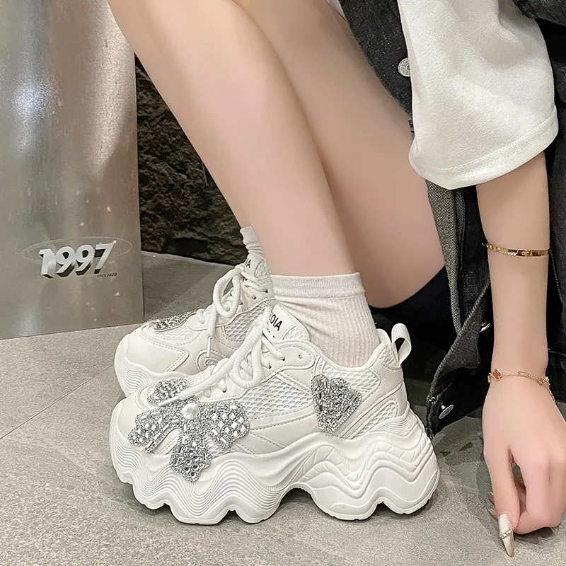 The Mystery Of Glamour Breathable Height Increase Low Top Chunky Sneakers Women's-5