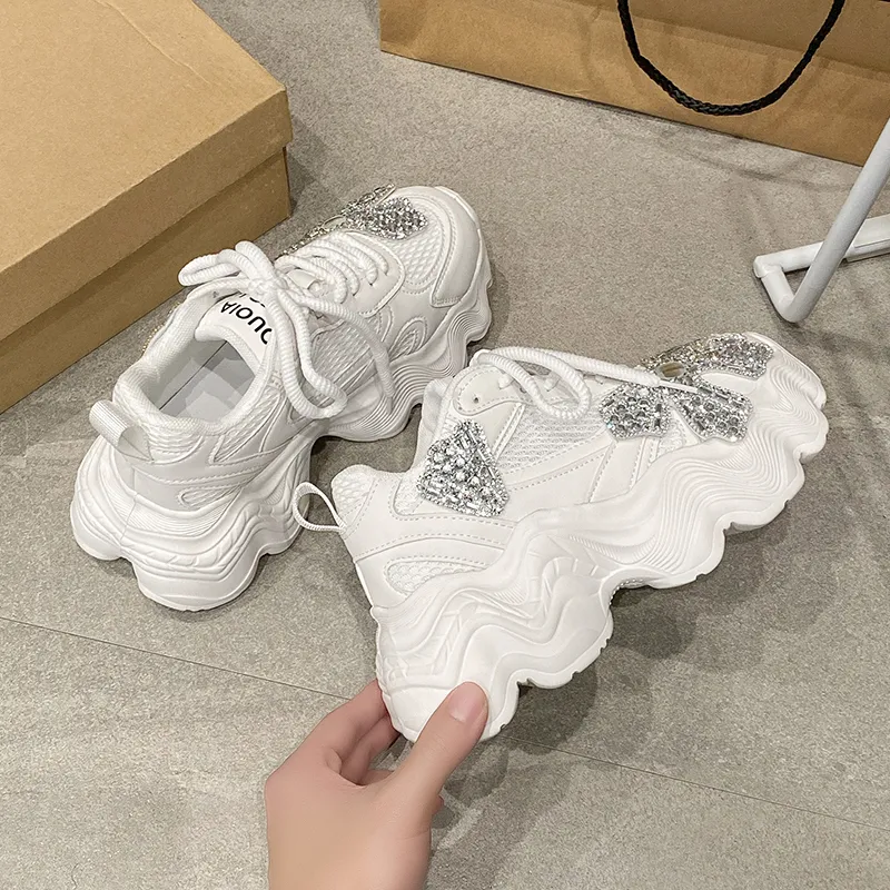 The Mystery Of Glamour Breathable Height Increase Low Top Chunky Sneakers Women's-7
