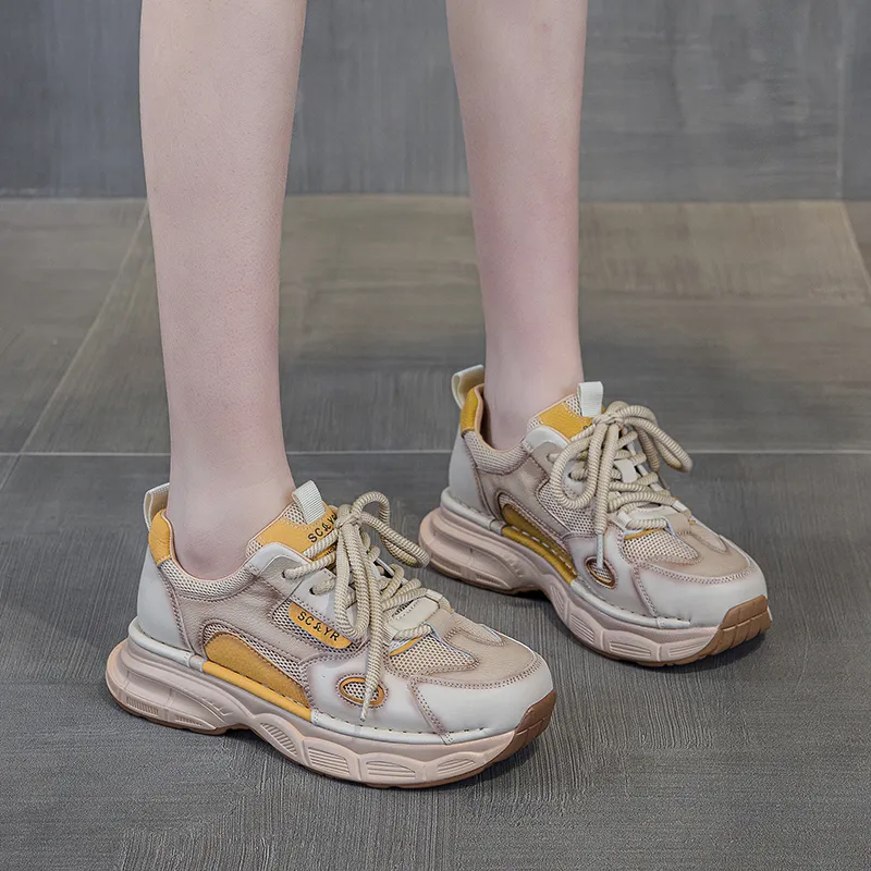 The Mystery Of Glamour Breathable Height Increasing Low Top Chunky Sneakers Women's-2