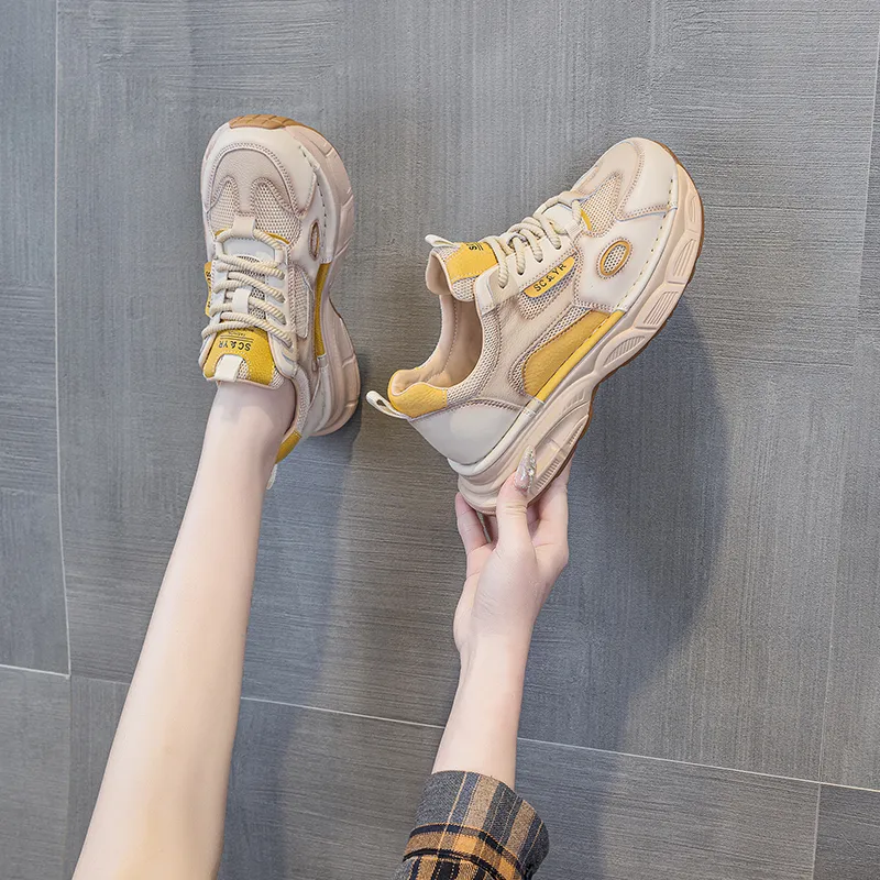 The Mystery Of Glamour Breathable Height Increasing Low Top Chunky Sneakers Women's-5