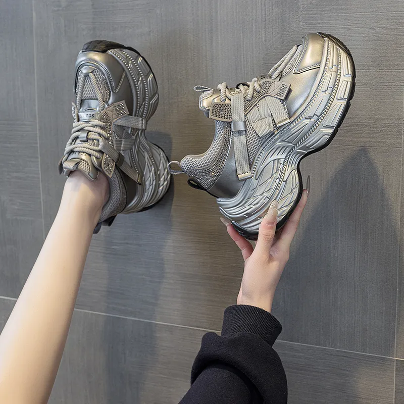 The Mystery Of Glamour Height Increasing Low Top Chunky Sneakers Women's-14