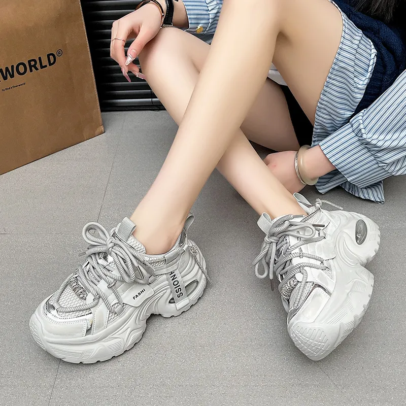 The Mystery Of Glamour Cushioning Height Increase Low Top Chunky Sneakers Women's-8