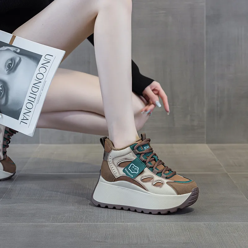 The Mystery Of Glamour Anti Slip And Wear Resistant Height Increasing Warm High Top Casual Shoes Women's-4