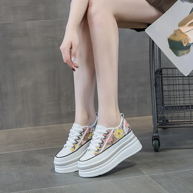 The Mystery Of Glamour Cushioning Height Increase Low Top Casual Shoes Women's-9