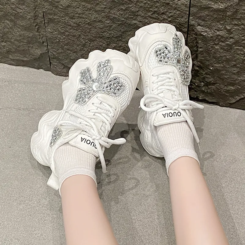 The Mystery Of Glamour Breathable Height Increase Low Top Chunky Sneakers Women's-6